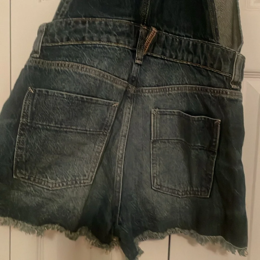 New We The Free by Free People Ziggy Sun-kissed Denim Aura Blue Overall Shorts 2